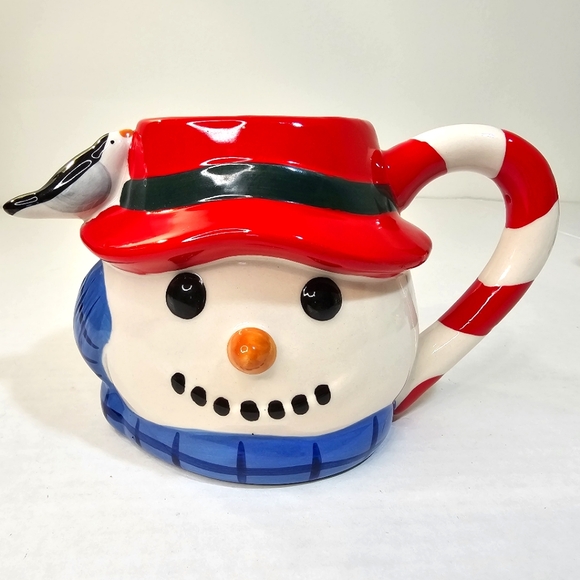 Vintage SNOWMAN Coffee Mug Set 2 Christmas Gift Collectible Cocoa Coffee Cup - Picture 3 of 11